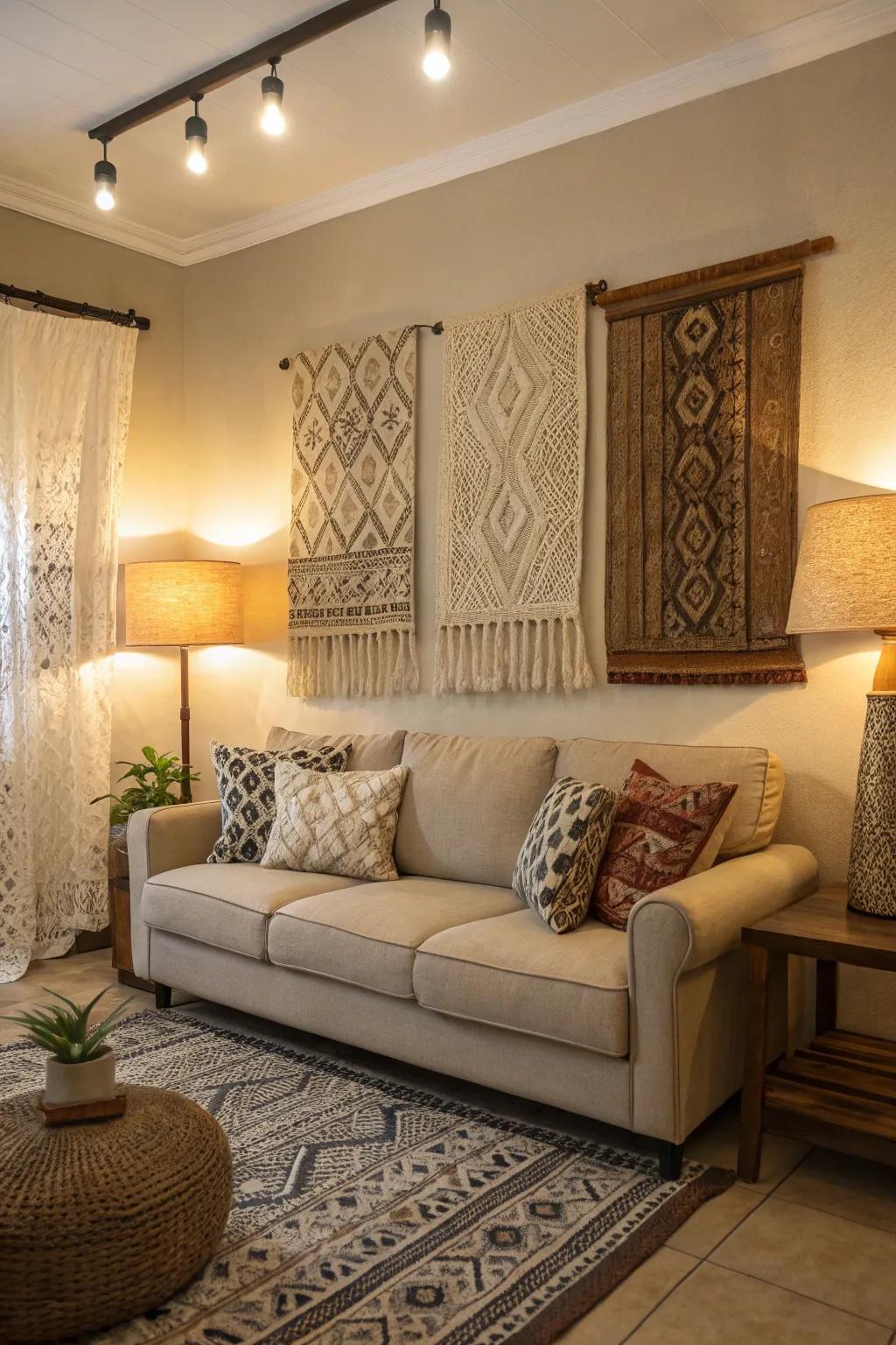 Wall texture adds warmth and personality.