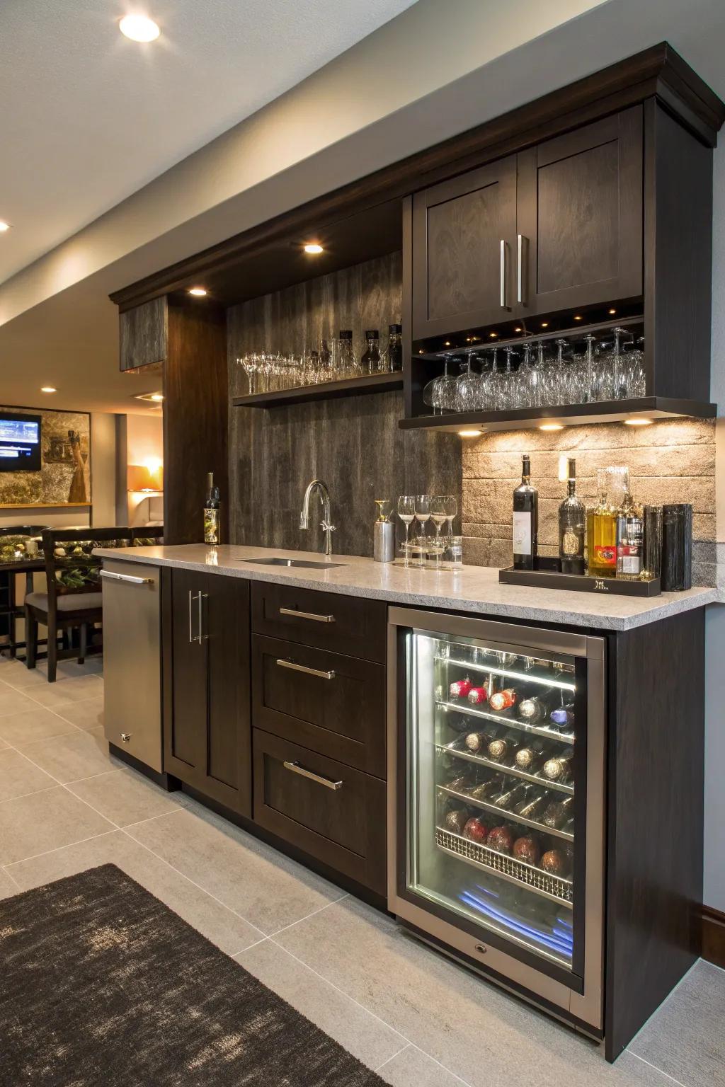 Built-in chillers constitute a smooth addition to any modern home bar.