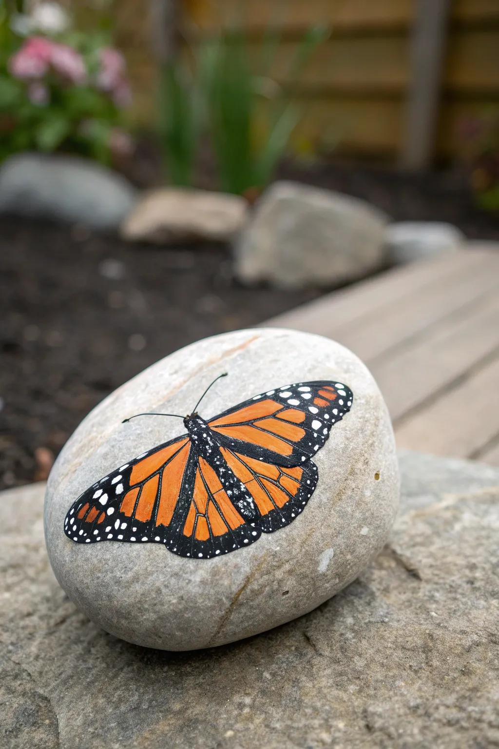 Introduce a dash of quirkiness to your garden with custom butterfly painted pebbles.
