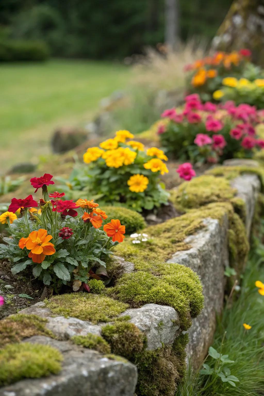 A beautifully outlined planting area using algae stone edging.