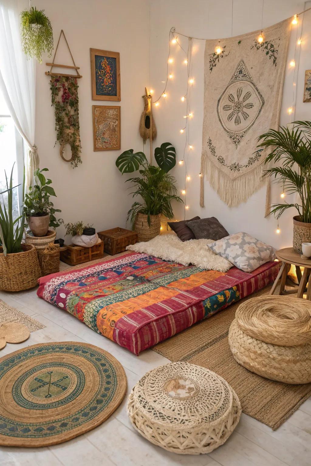 Bohemian accents enrich a room with a pop of color and individual flair.