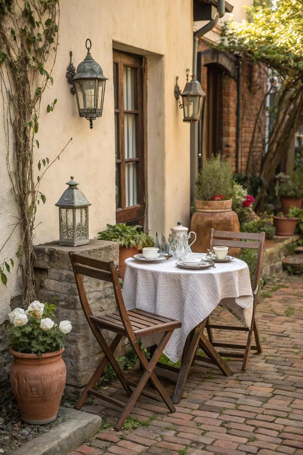 A charming bistro setup for peaceful mornings outdoors