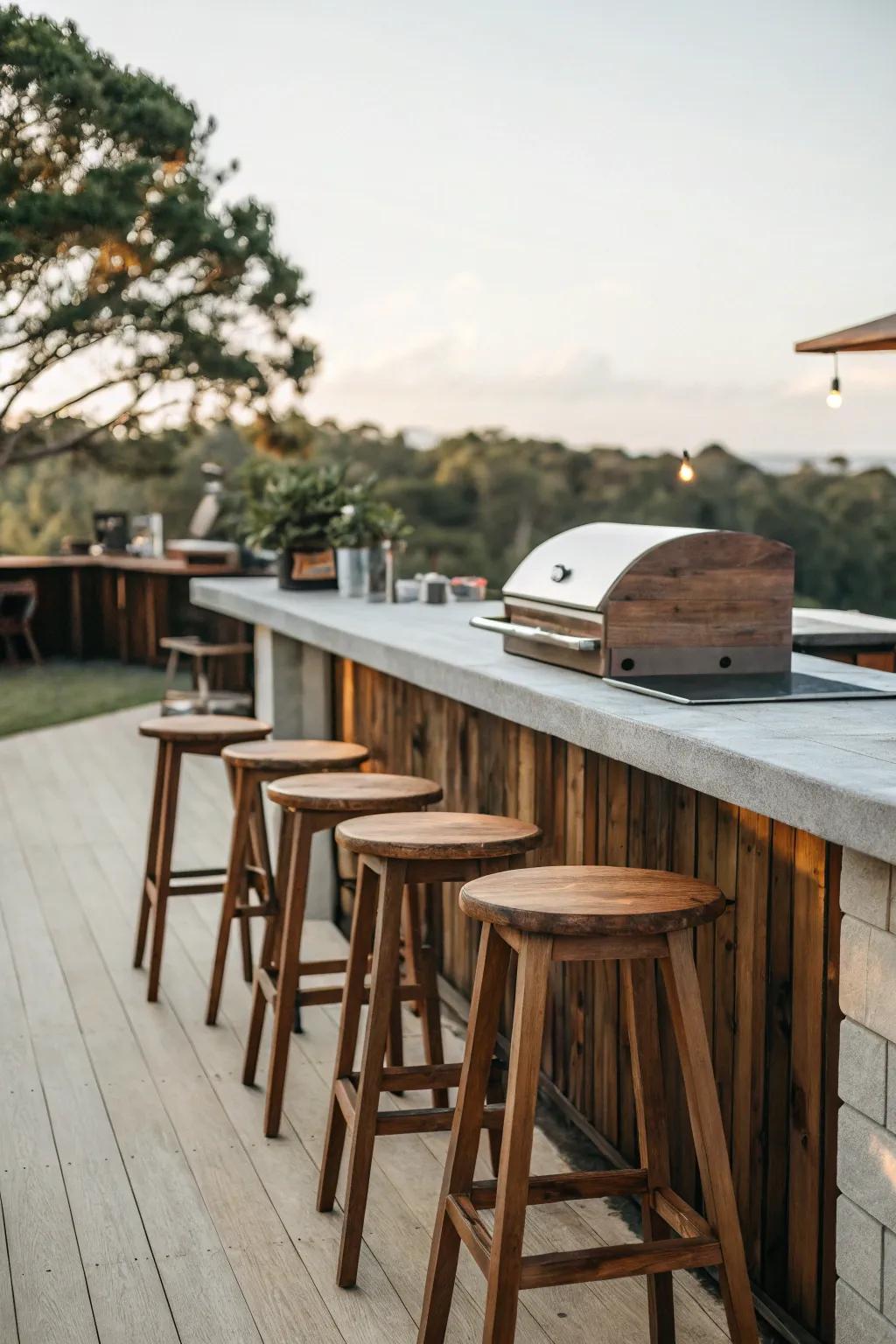 Have fun with a cool bar seating area by your cooker.