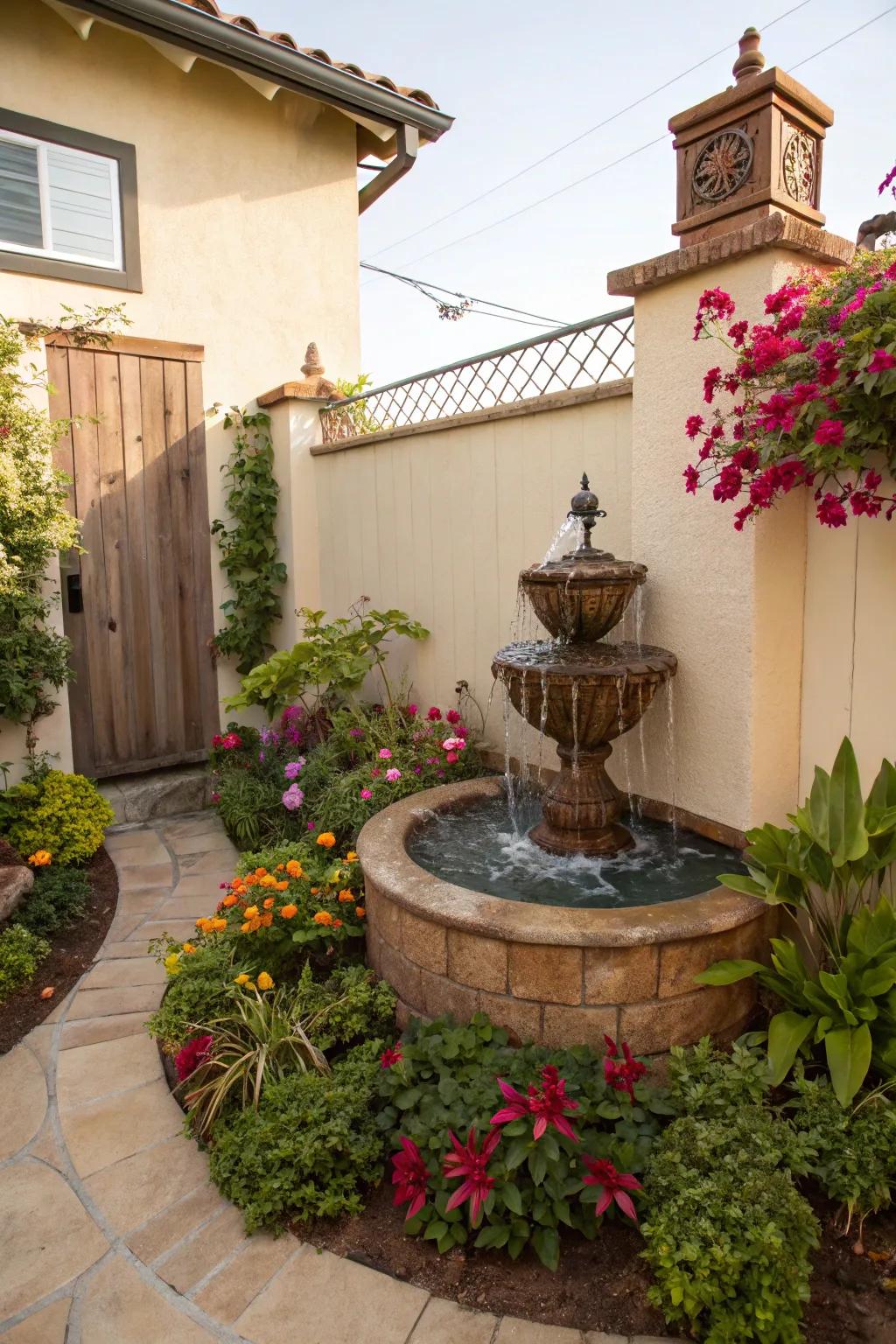 Streamlined wall fountains are suited for limited areas.