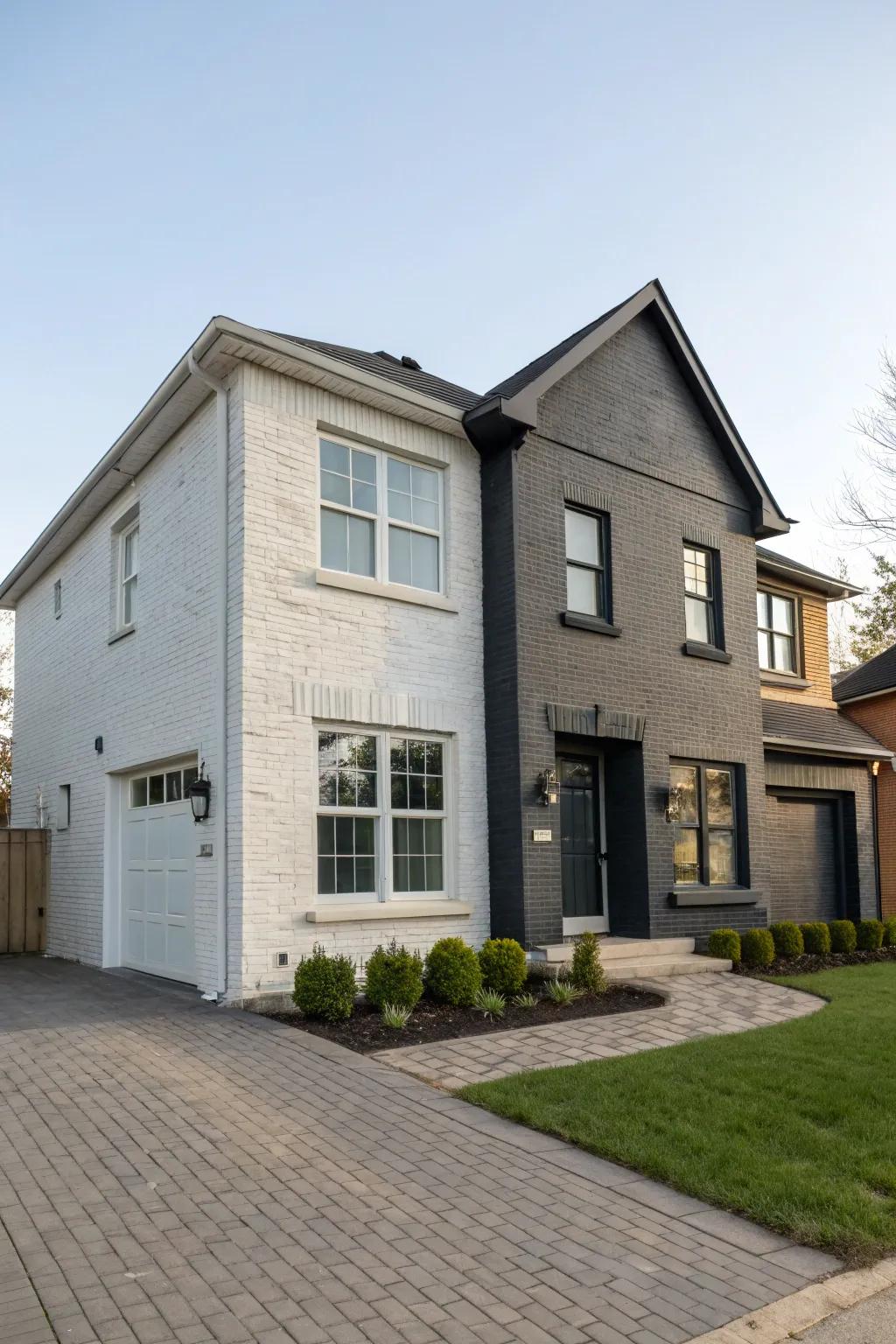 Dual-tone designs bring modern flair to brick homes.