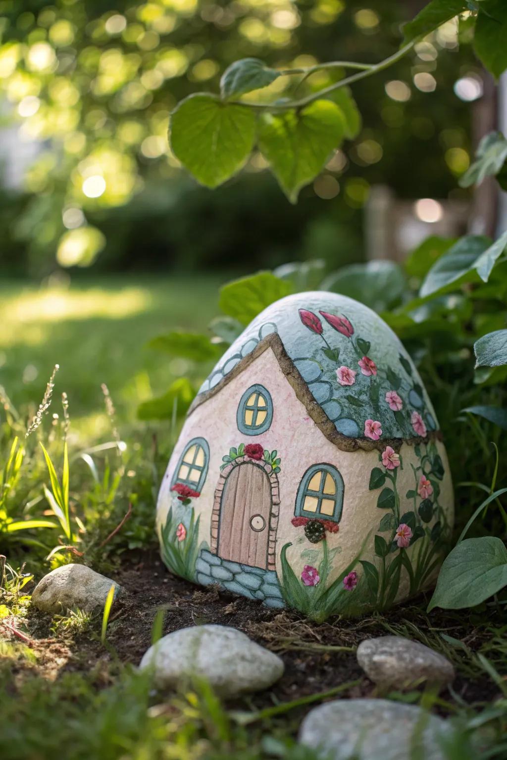 Give your garden a magical presence, making your very own magical house from painted stones!