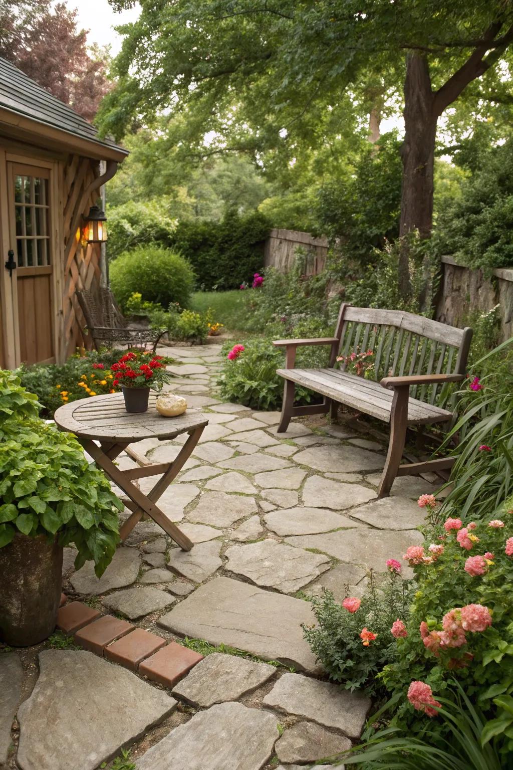 Add rustic charm with a flagstone patio.