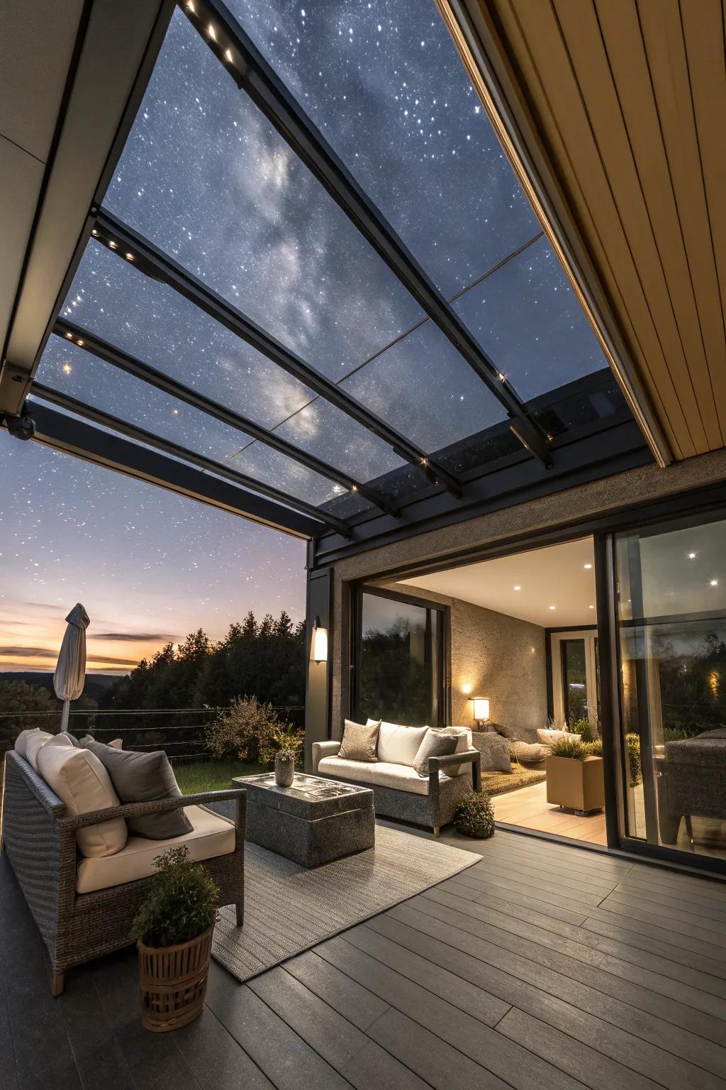 Experience the sky through open roofs and skylights.