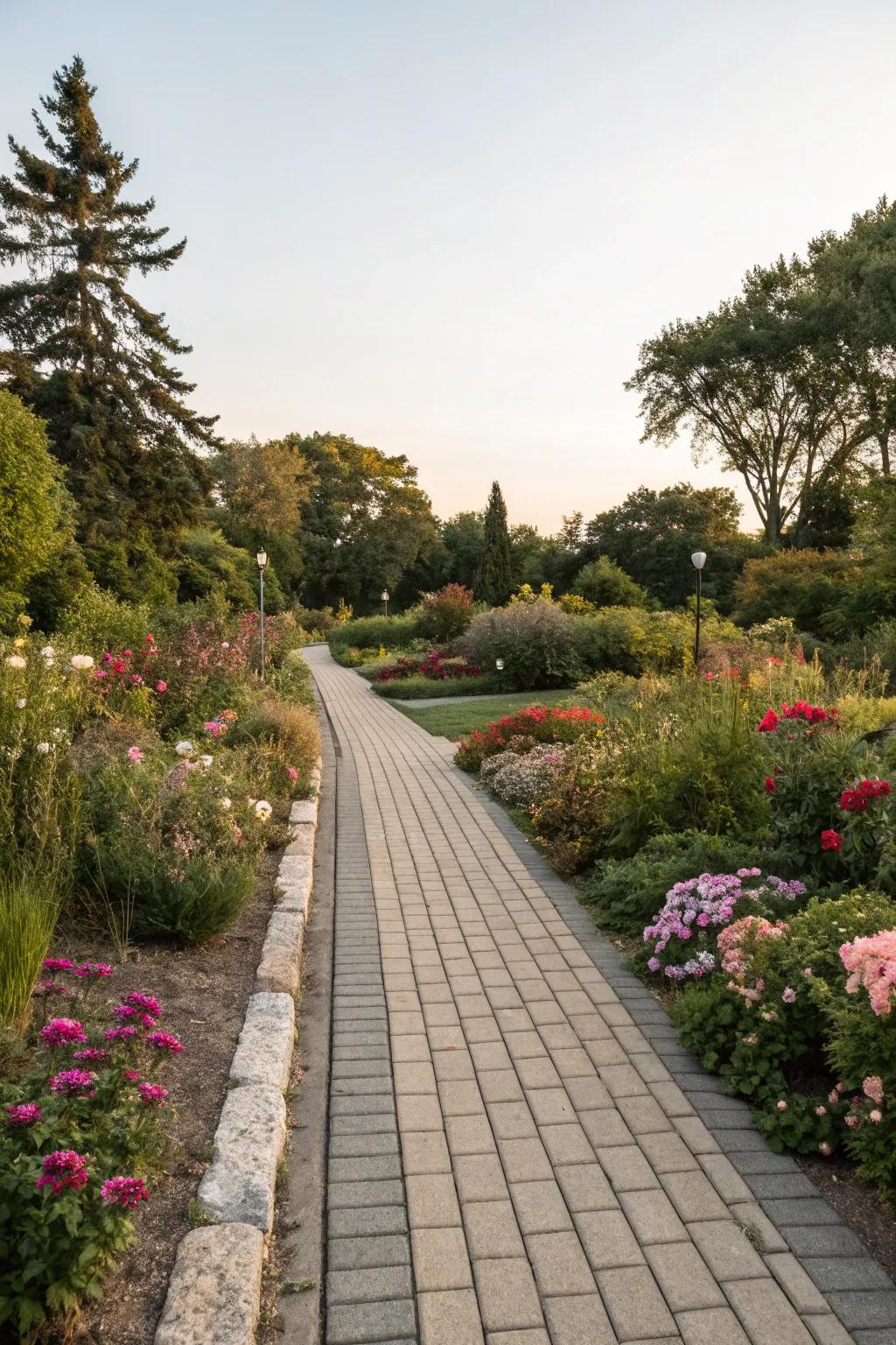Merge walkways and flower beds effortlessly with pavers.