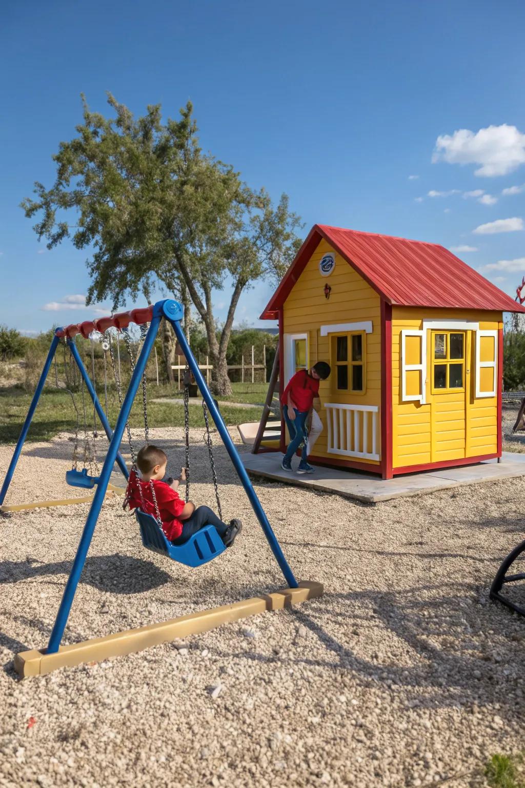 Design a playful, secure area for youngsters using small stones.