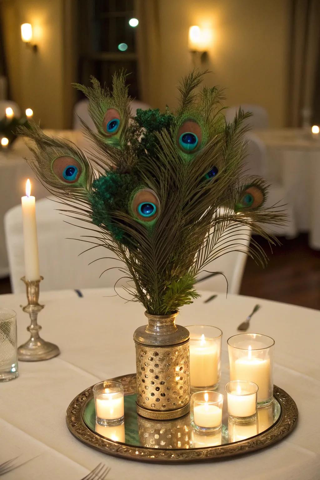 A reflective focal point that amplifies the beauty of avian plumes.