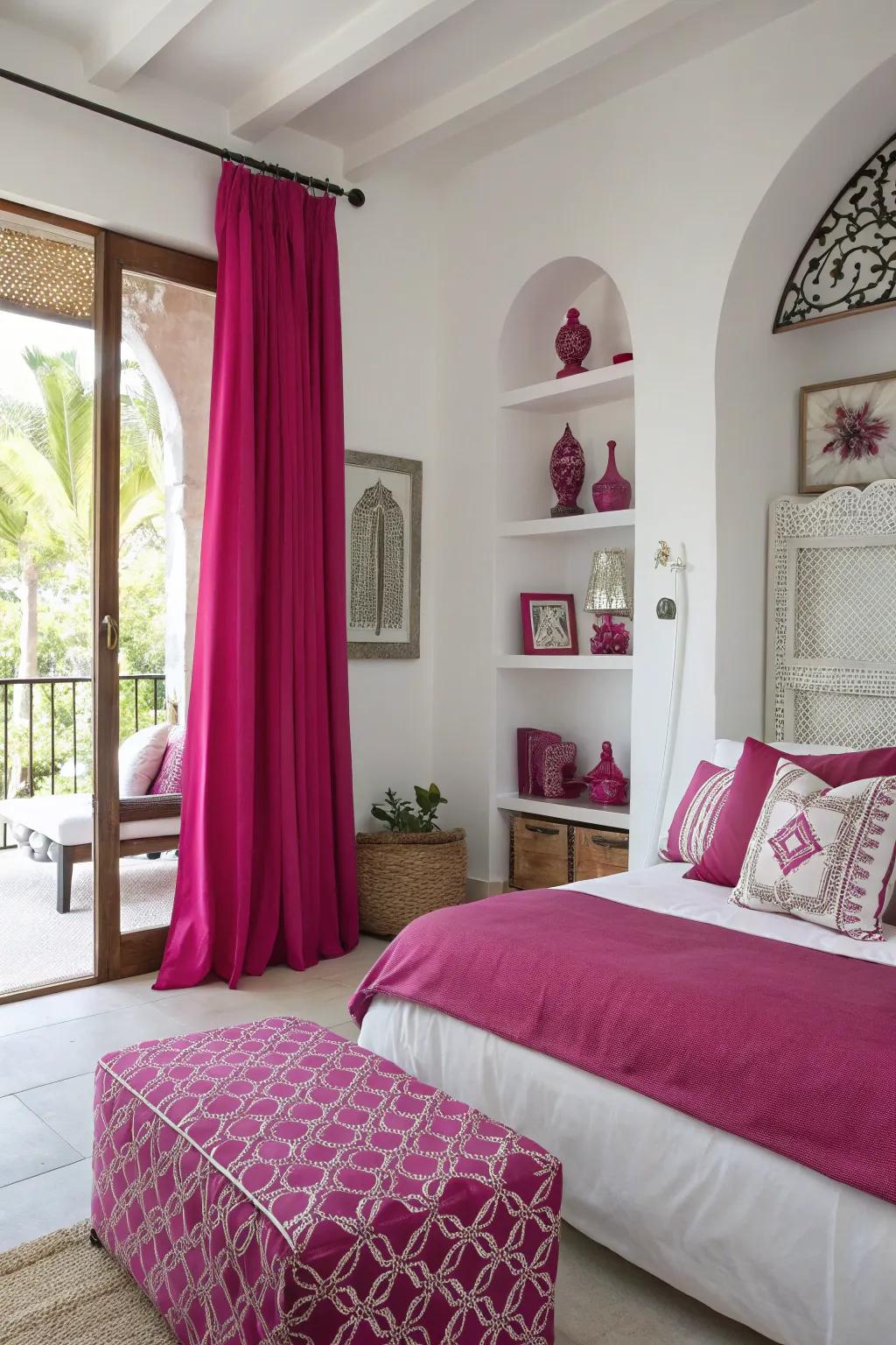 Crimson and ivory blend to create a bold and modern room style.