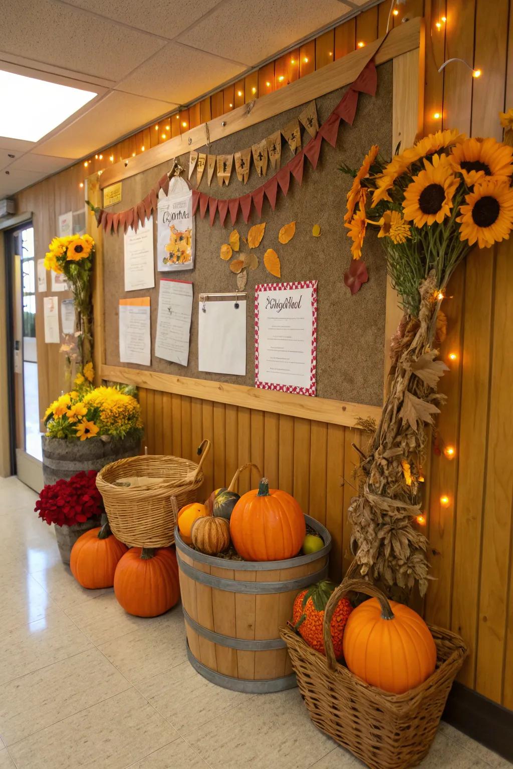 A harvest-themed display board encapsulating the quintessence of fall abundance.