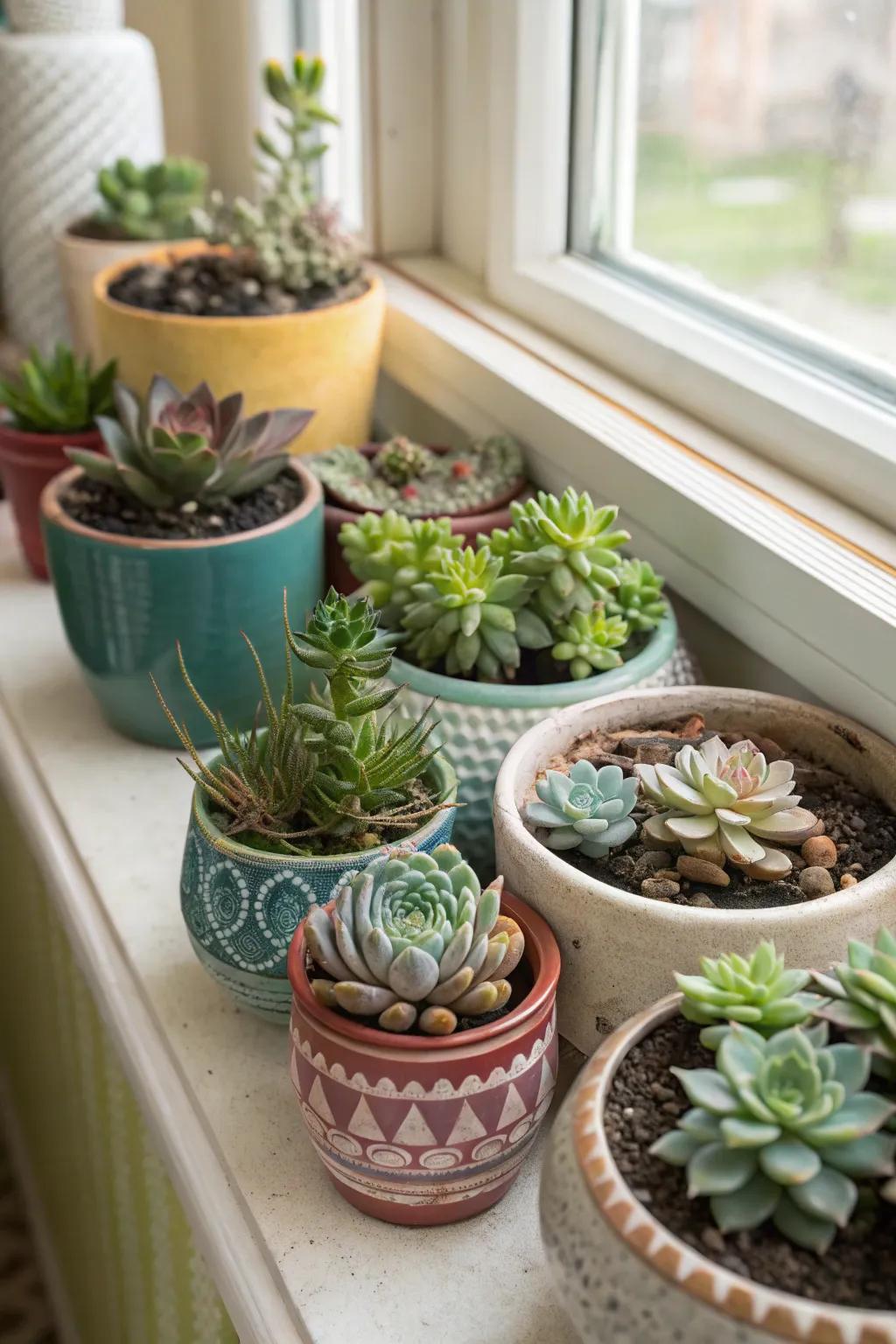 A low-maintenance corner in a succulent wonderland.