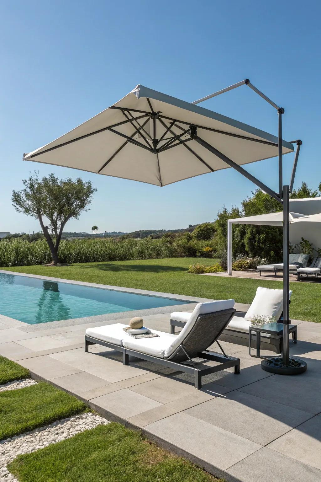 Cantilever umbrellas grant stylish and discreet shade.