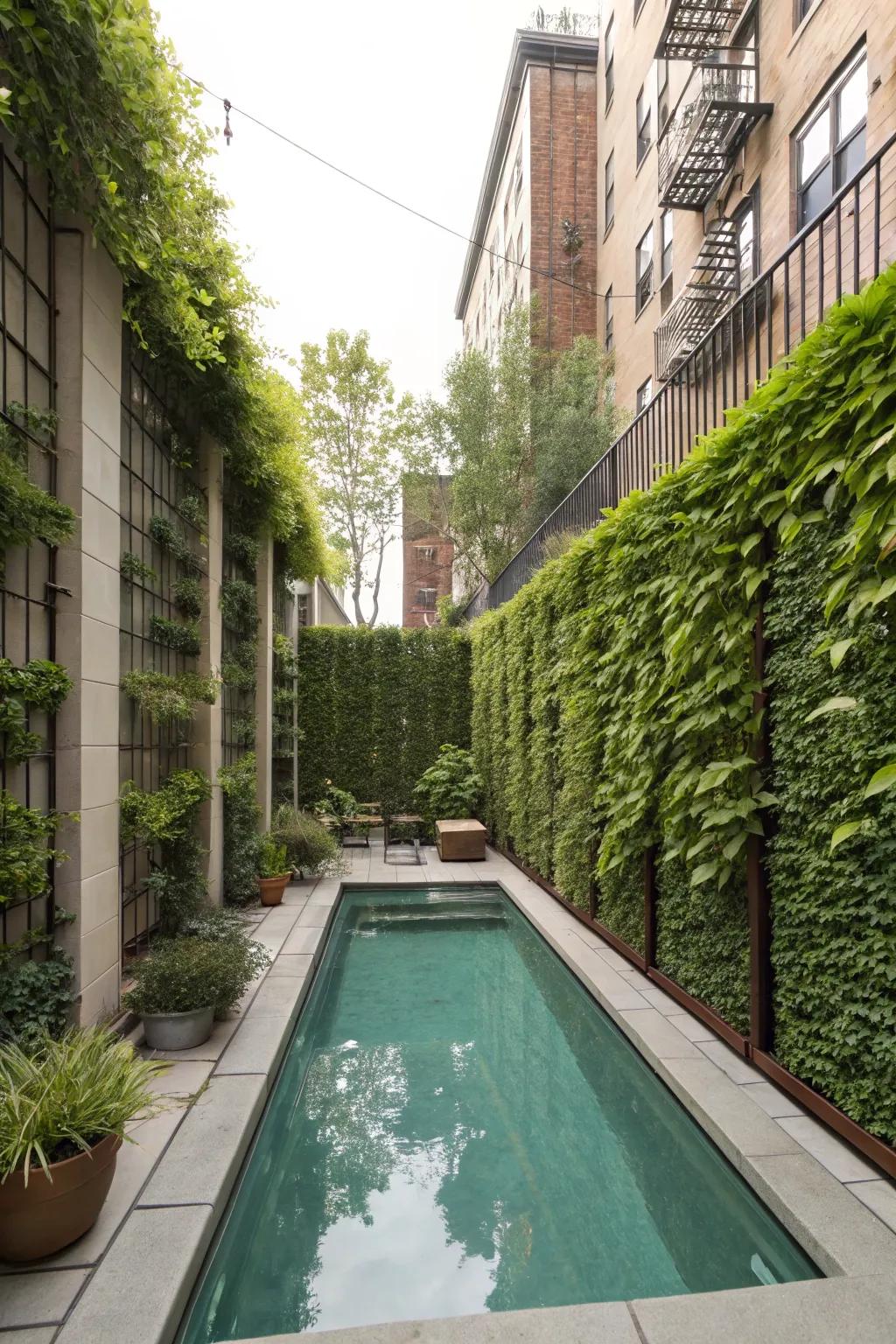 Vertical flora provides a refined answer for privacy in limited areas.
