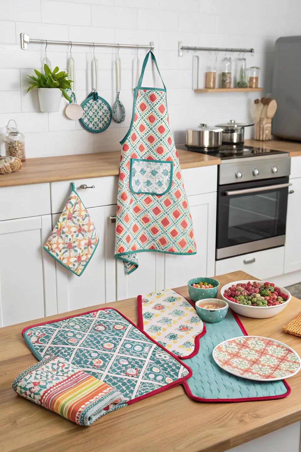 Coordinated oven protector sets establish a pleasing and harmonious kitchen aesthetic.