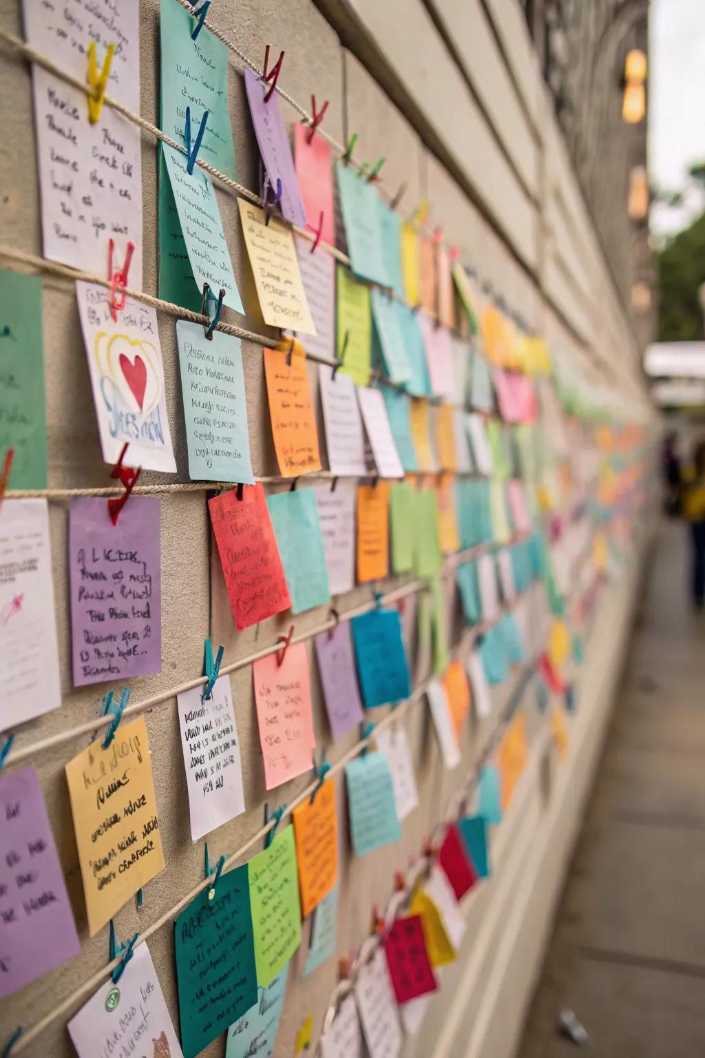 A devotional display presenting a spectrum of supplication placards.