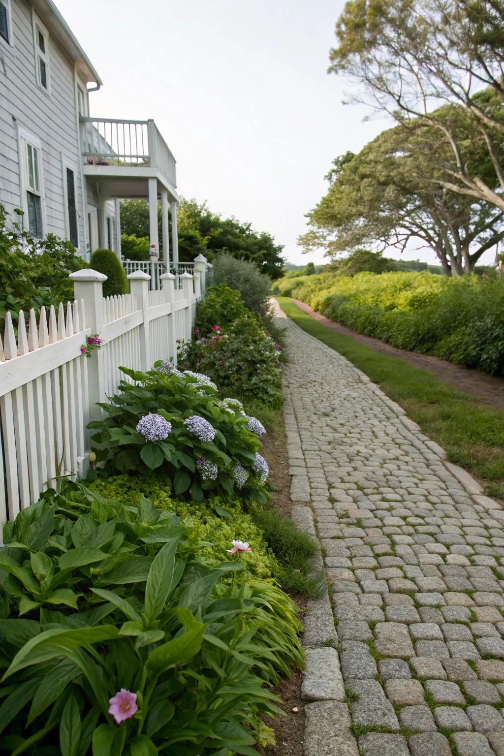 Walkway steering the sight along property boundaries.