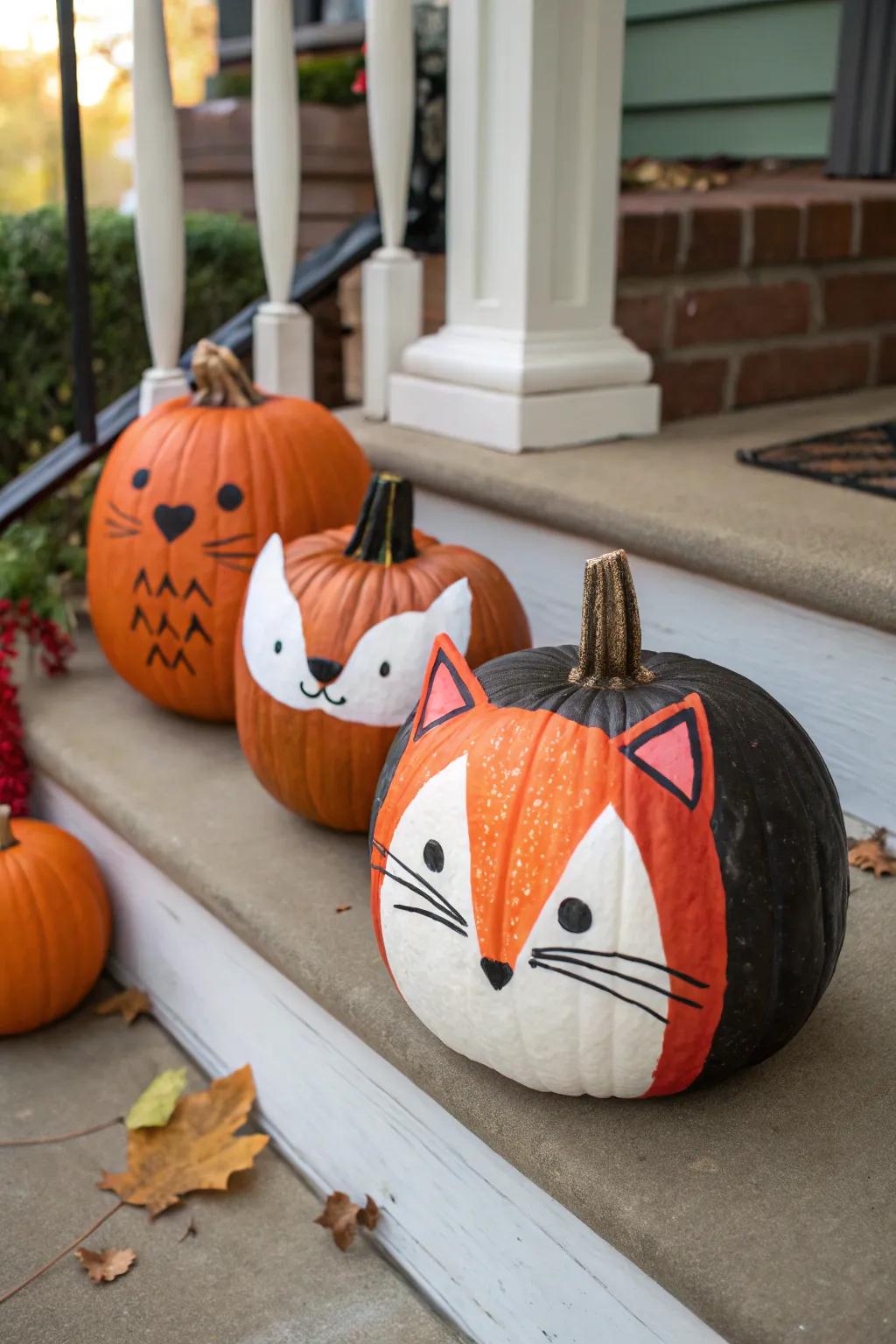 Delightful pumpkins converted into creature likenesses.