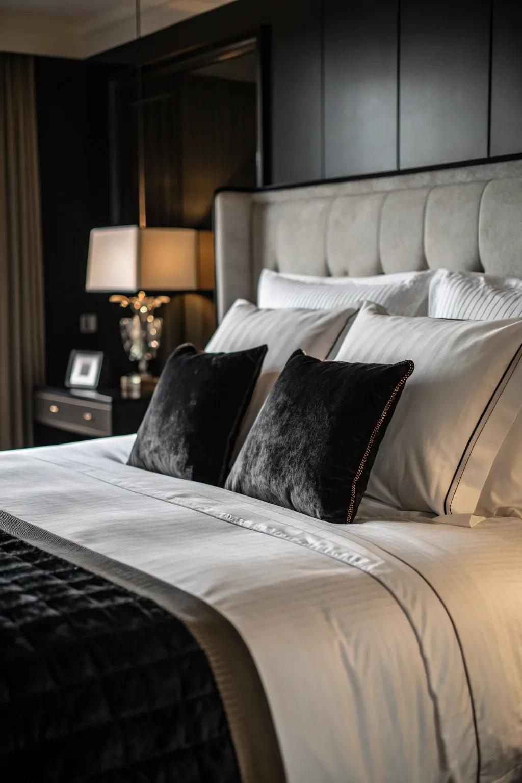 Monochromatic color ranges instill a placid and refined sensation to pillow arrangements.