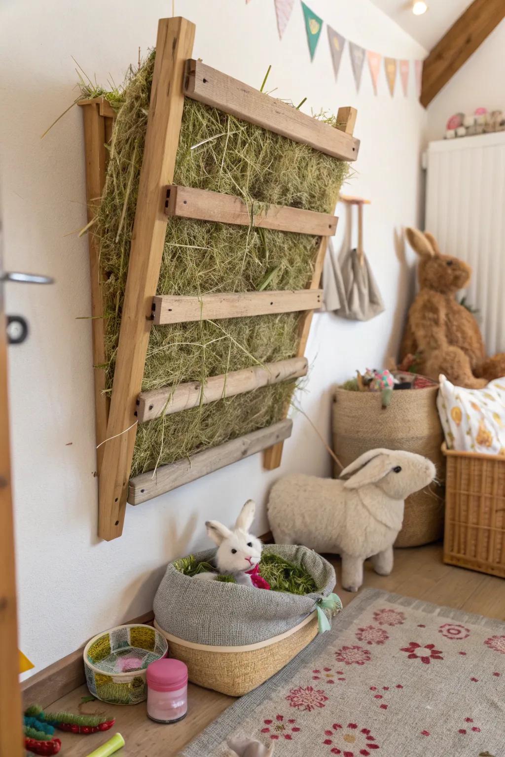A DIY rack is easy to access for rabbits.
