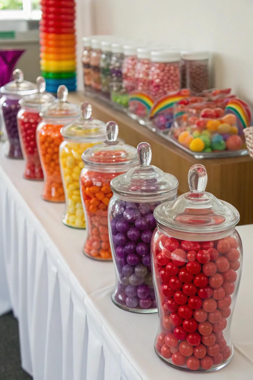 A mesmerizing spectral treat buffet with colorful sweets.