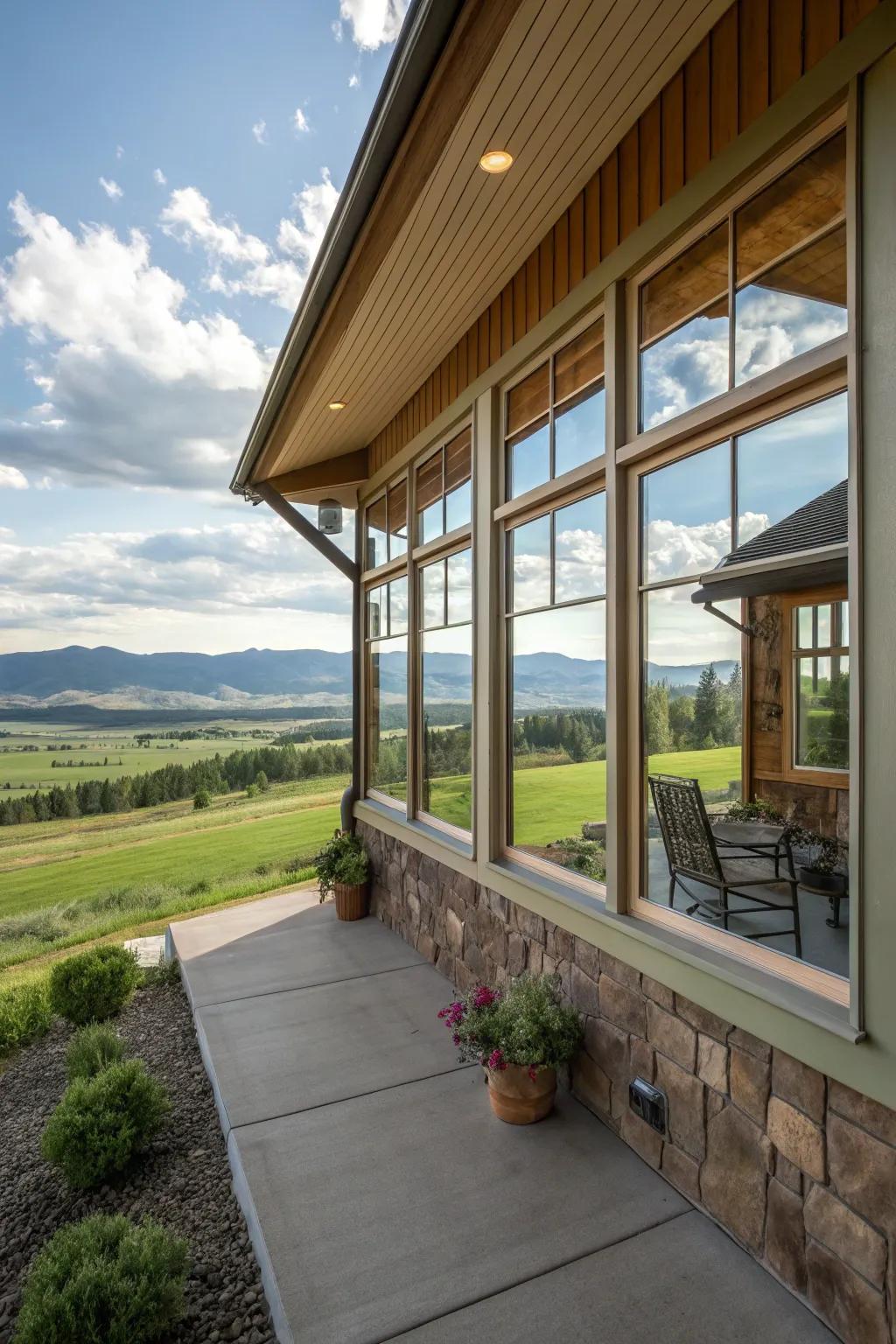 Large windows maximize light and offer breathtaking outdoor views.