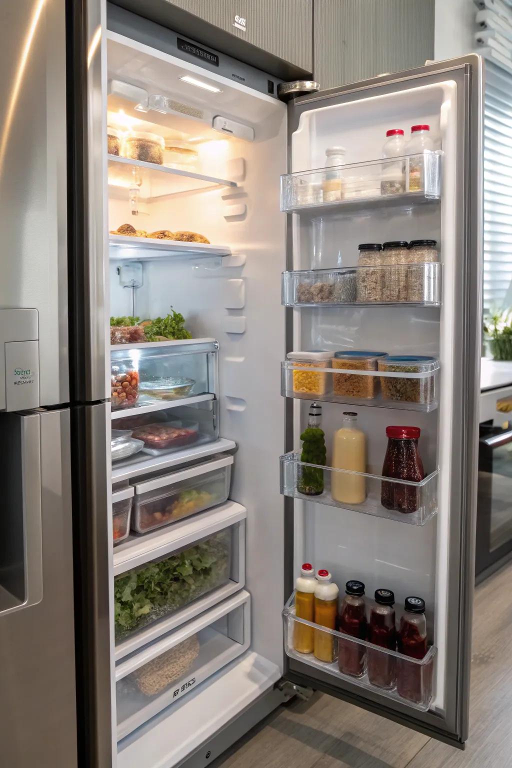 Adjustable shelves enable you to personalize your fridge's space.