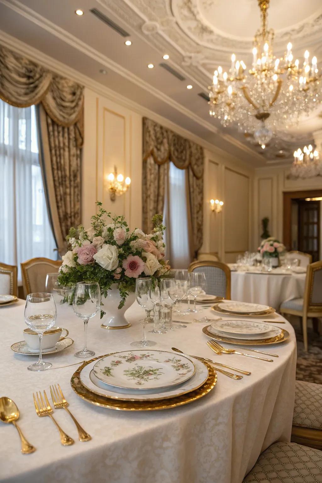 Great china and gold cutlery raise the table setup.