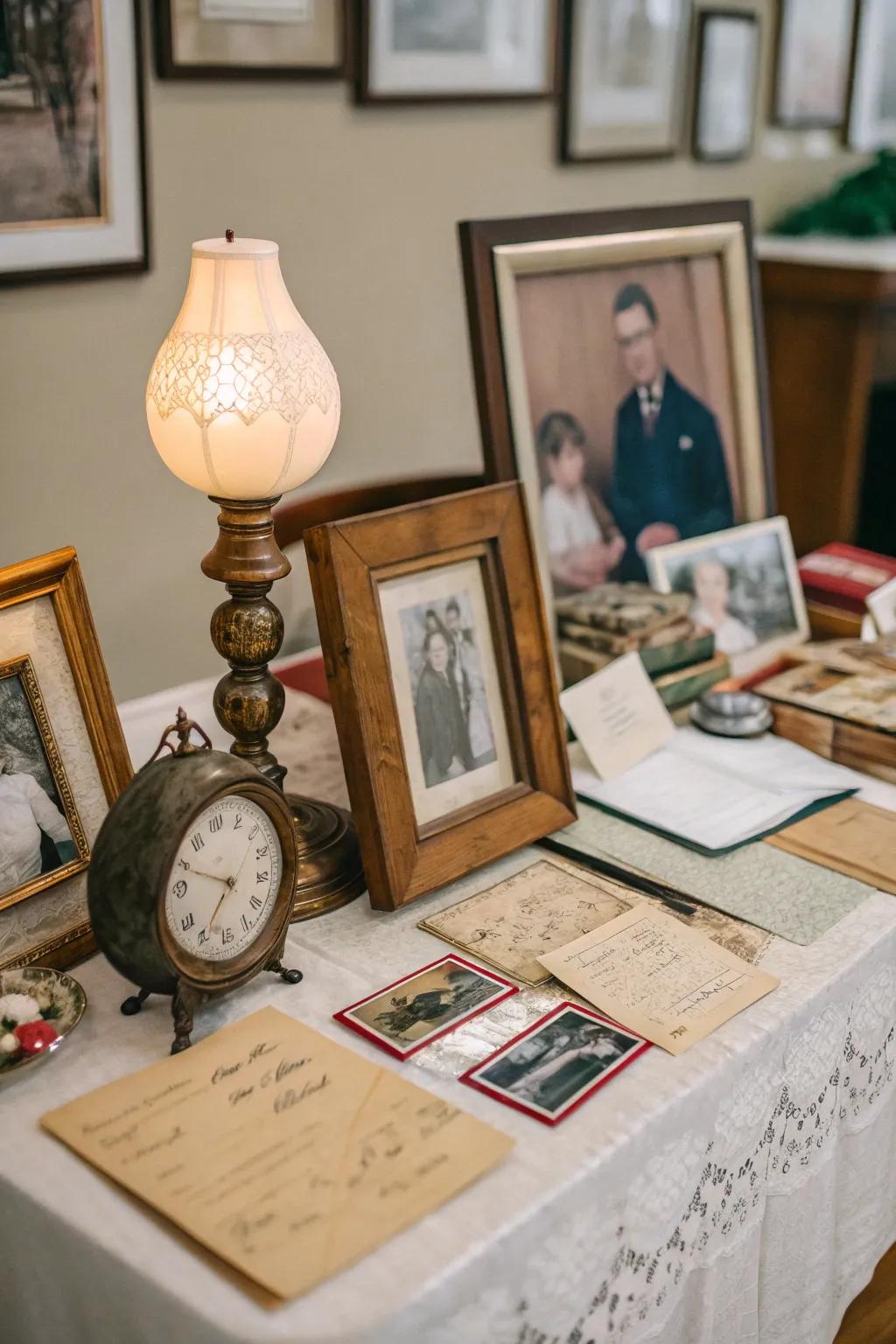 A heartfelt remembrance table displaying cherished portraits.