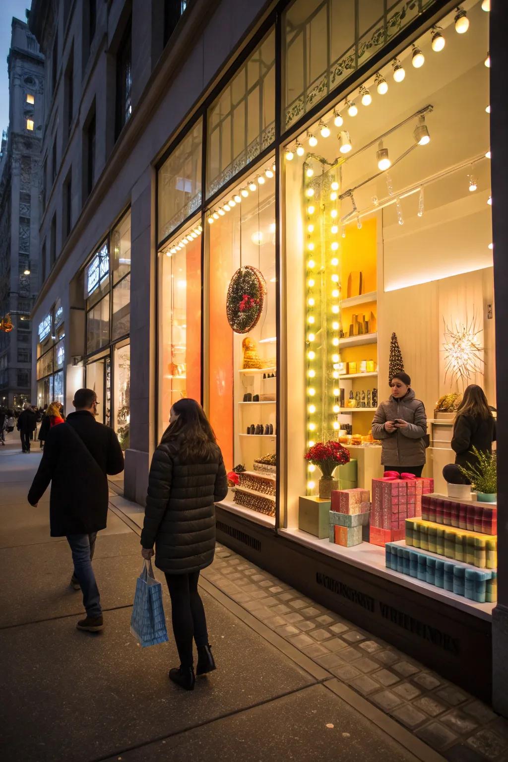 A captivating window display illuminated perfectly.