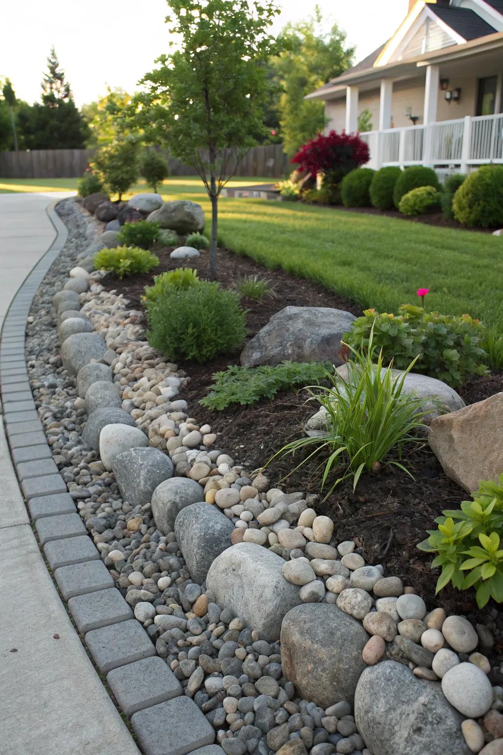 Employ streamside stones as a protracted ground cover substitute.