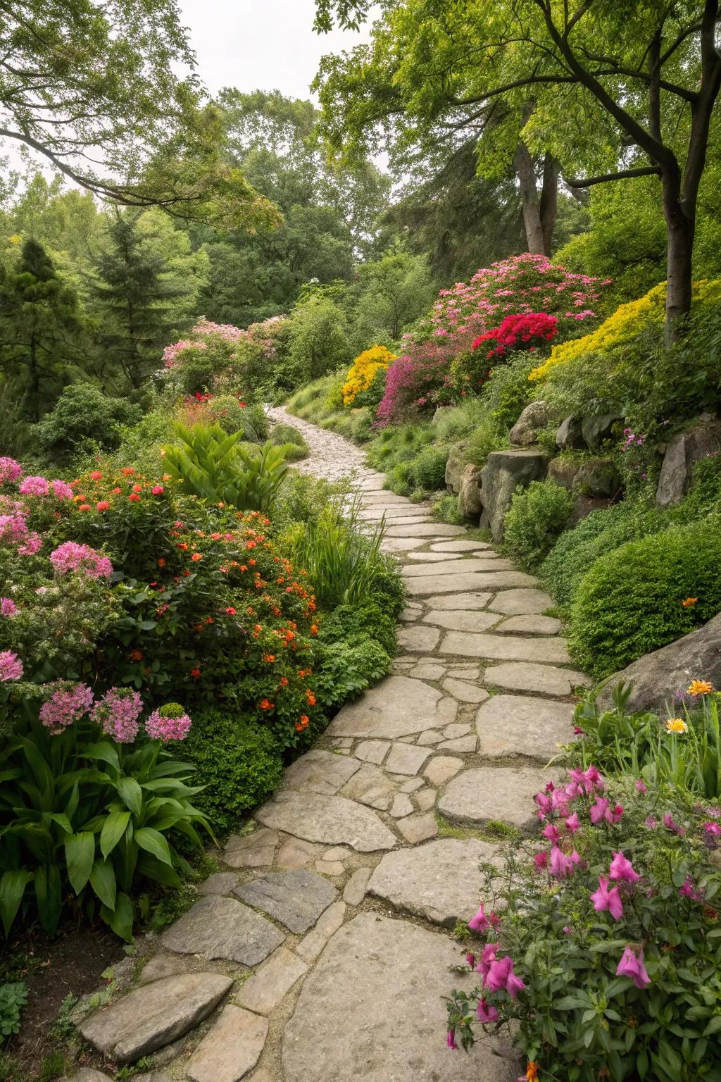 Pathways that harmonize with nature create a serene escape.