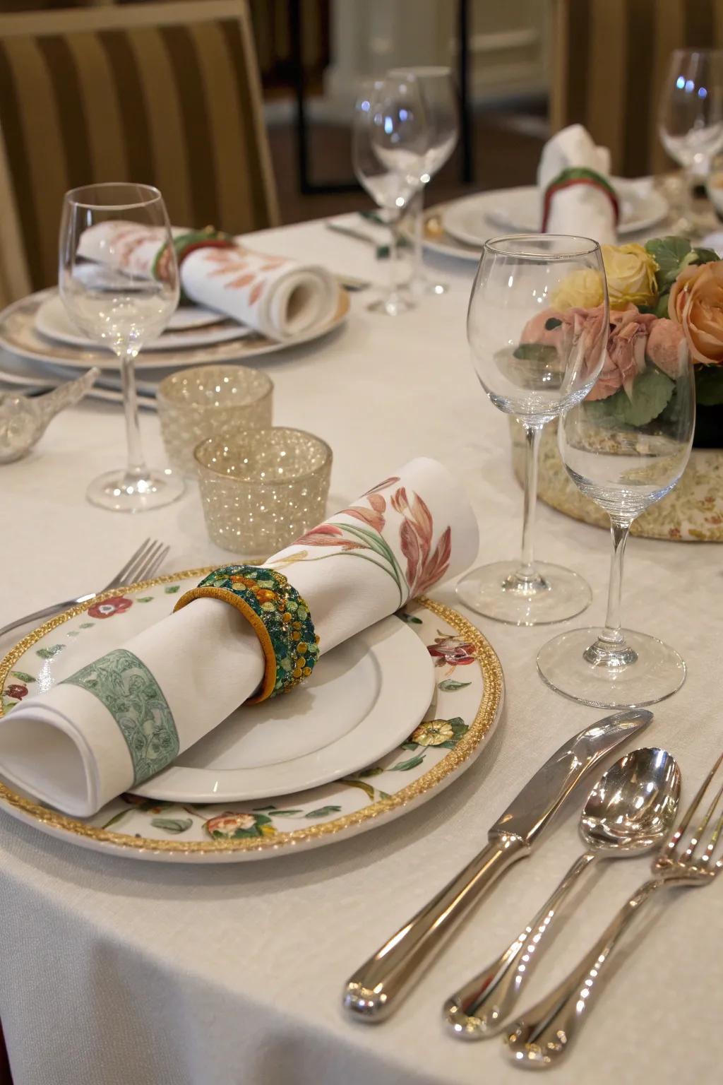 Napkin wraps deliver a tailored and fashionable detail.