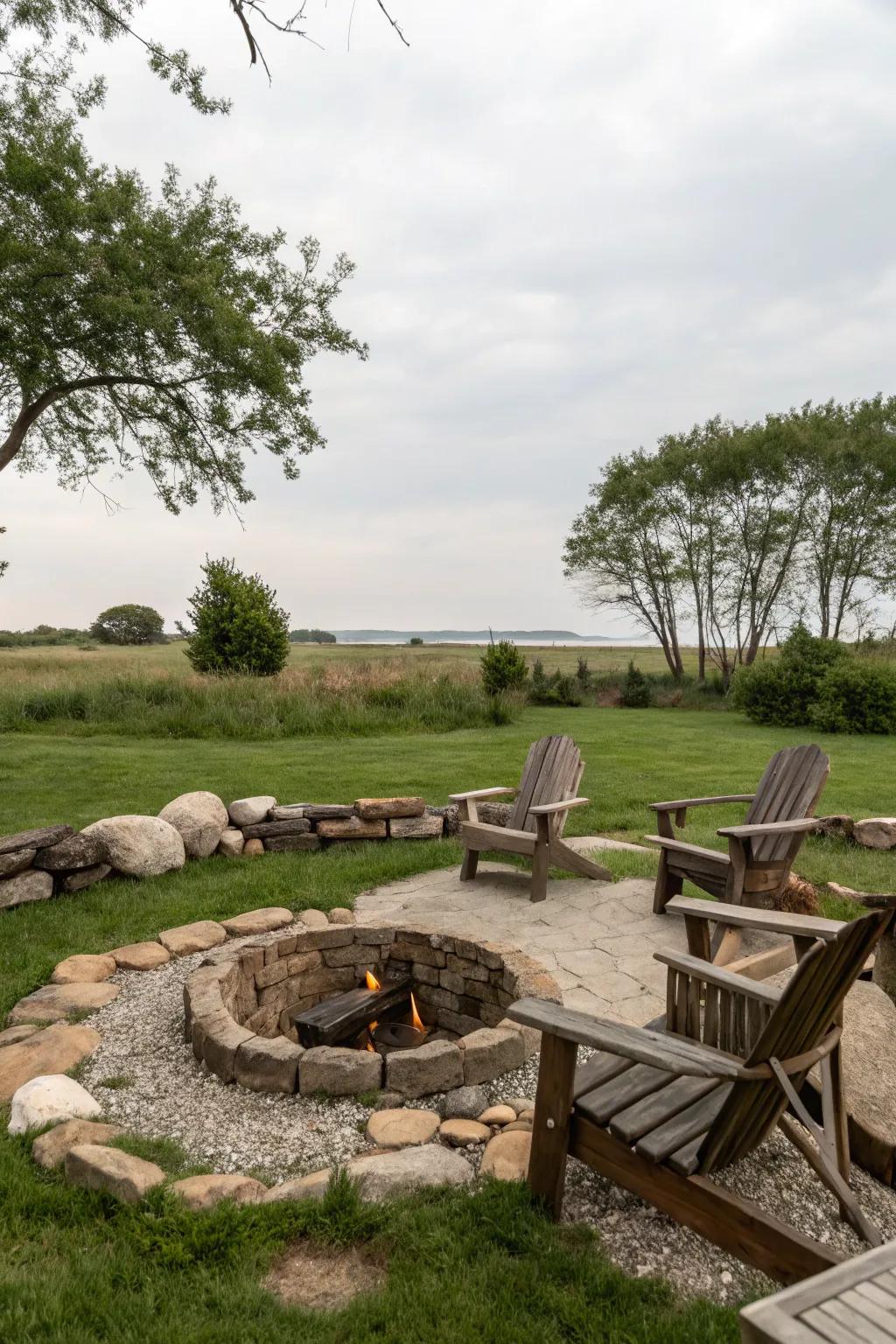 A natural flame pit encouraging cozy evenings outdoors.
