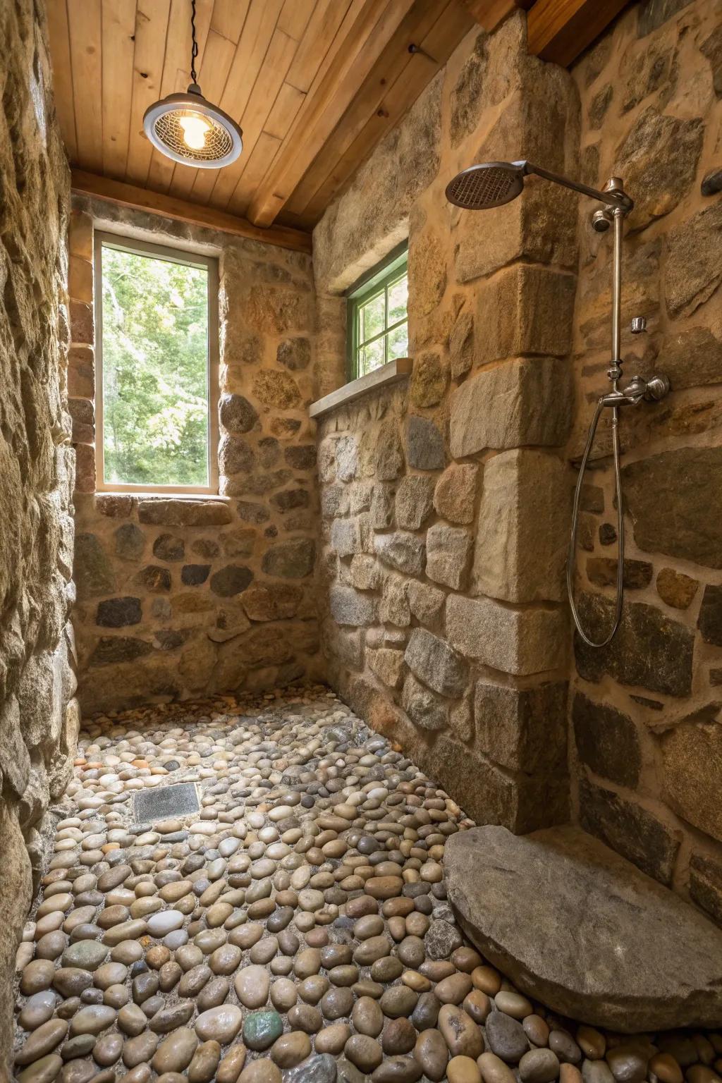 Pebble ground cover infuses the essence of nature within.