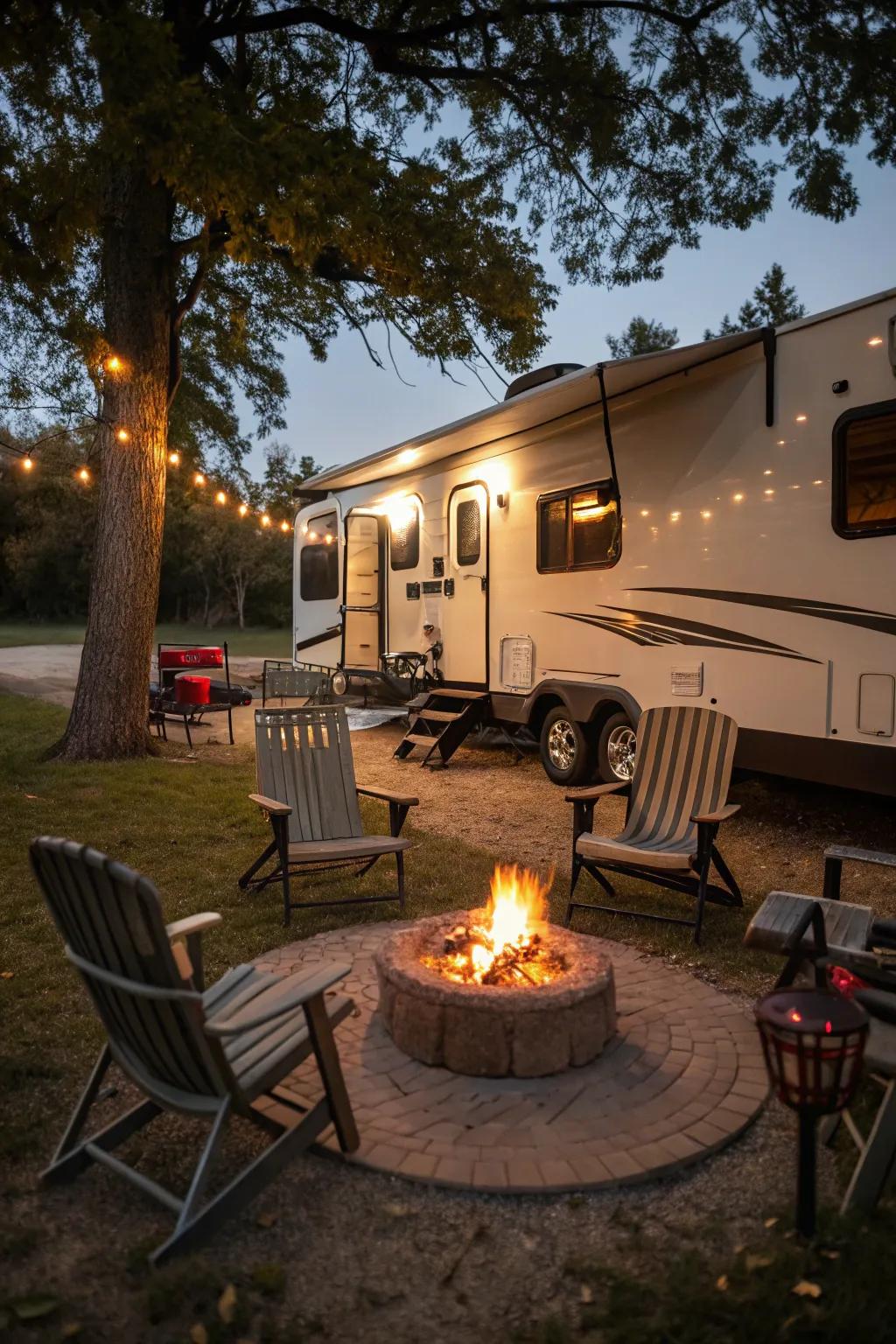 A bonfire spot is vital for warmth and mingling.