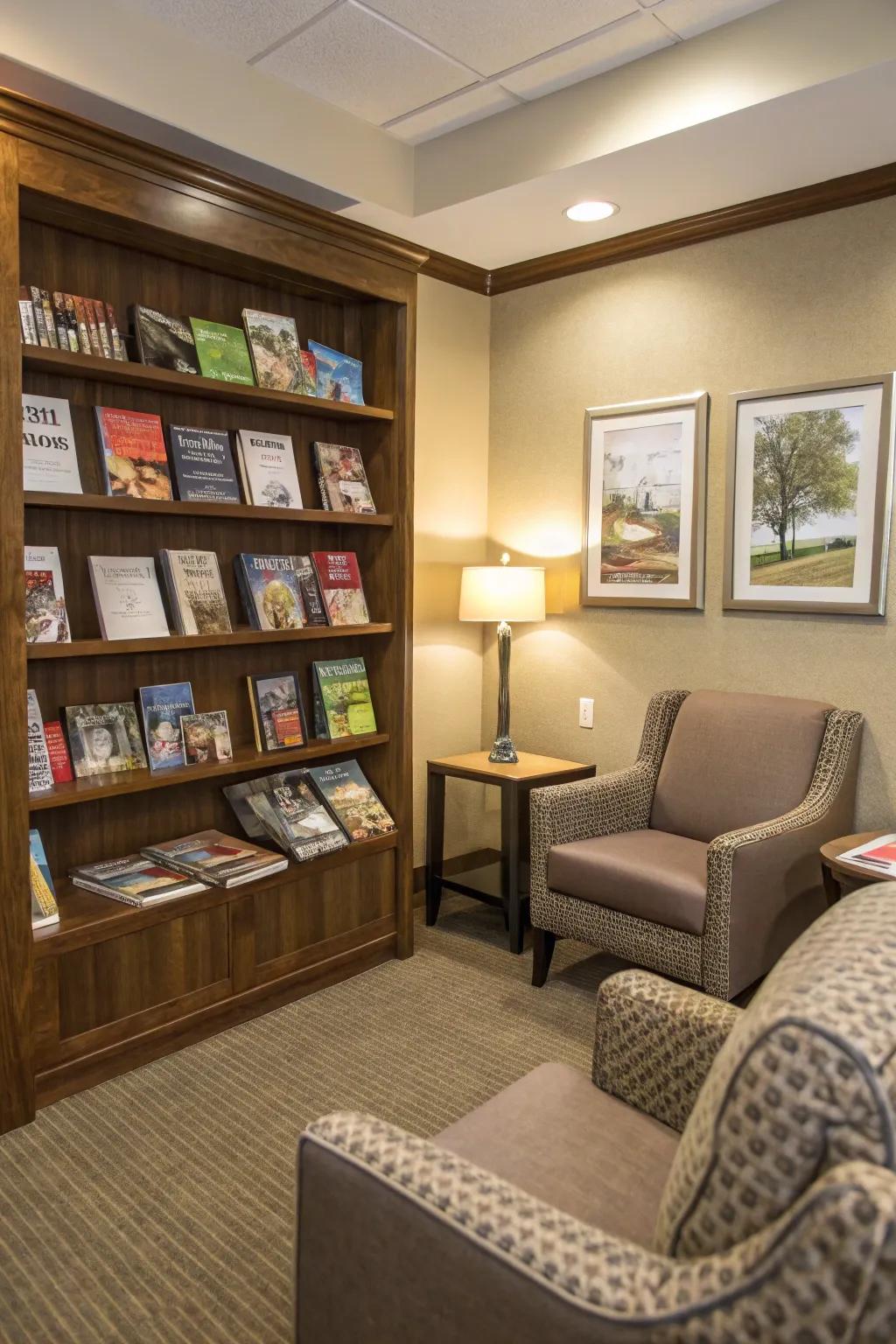 A miniature library for a hint of inspiration and education.