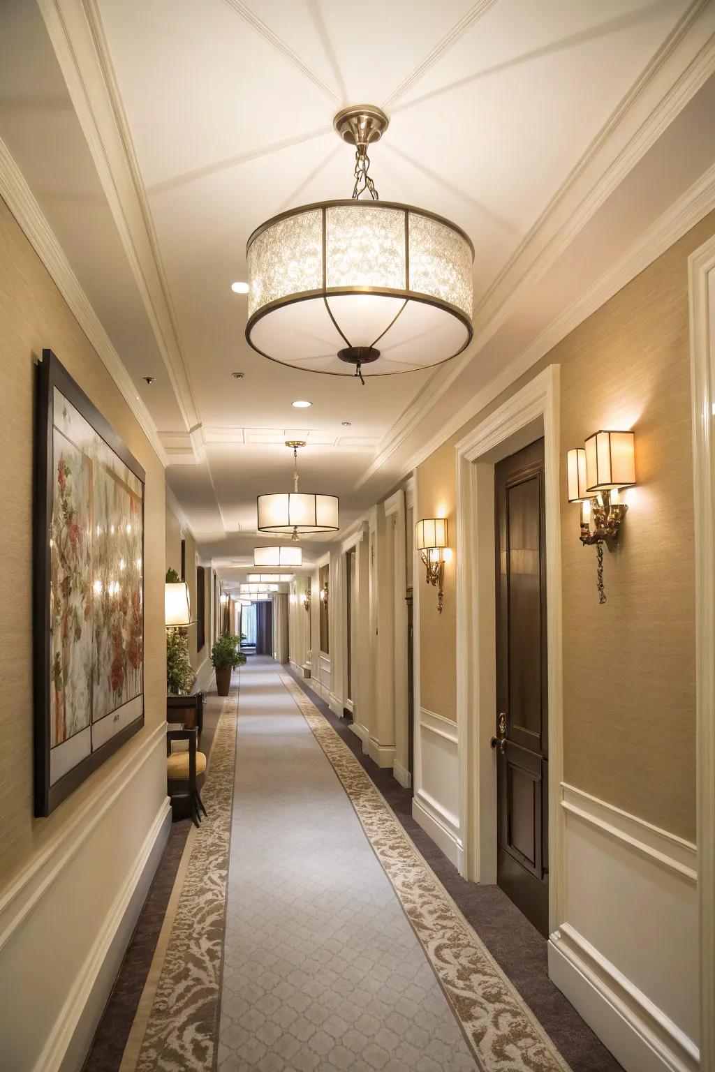 Lead guests with fashionable passageway lights.