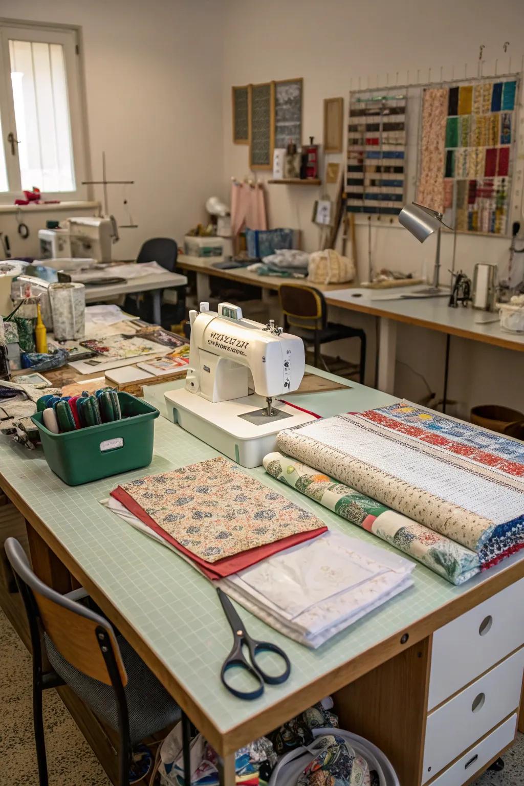 A generous work surface is indispensable for streamlined and pleasant sewing.