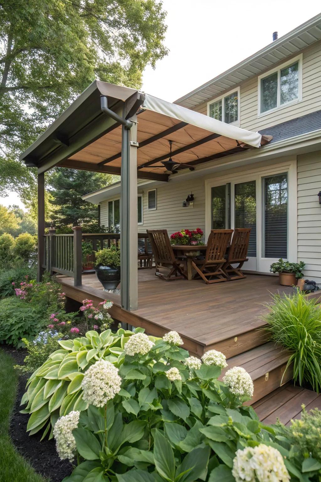 Covered patios draw indoor comfort into your deck.