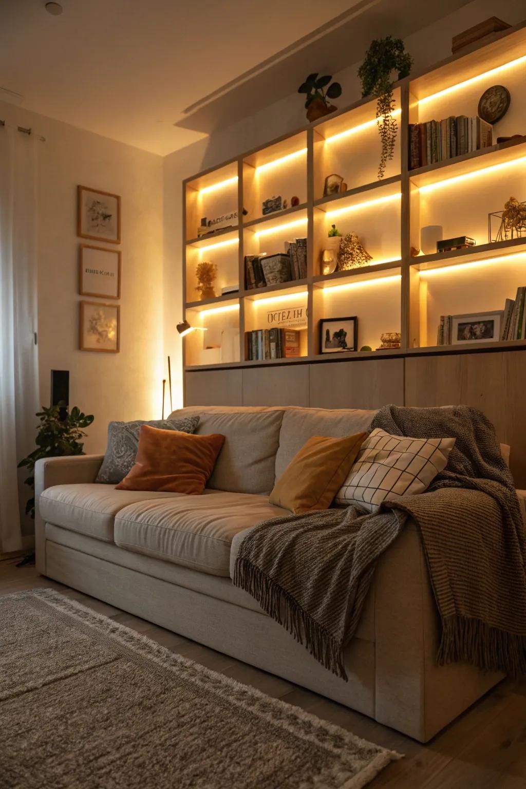 Integrated lighting improves the atmosphere.
