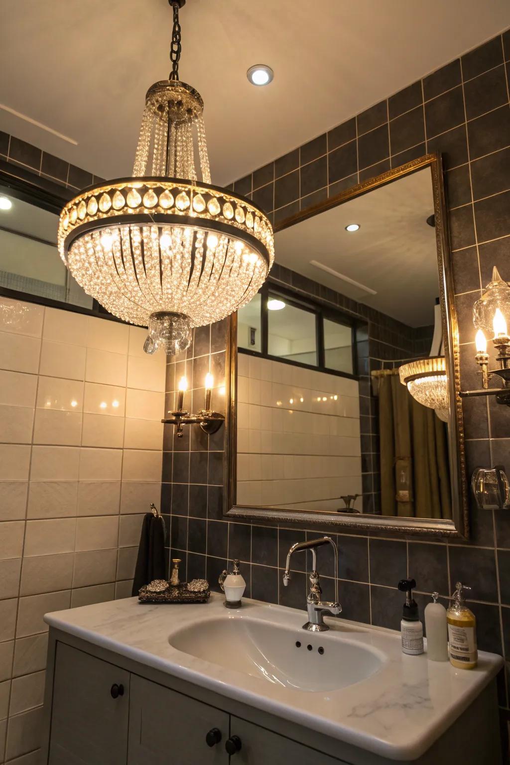 Special illumination featuring a vintage-look chandelier.