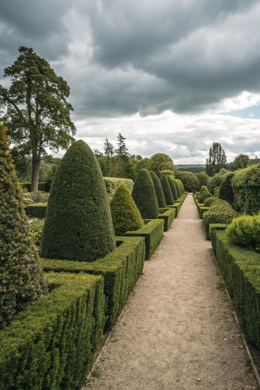 Sculpted formal hedges bring structure and sophistication to any garden setting.