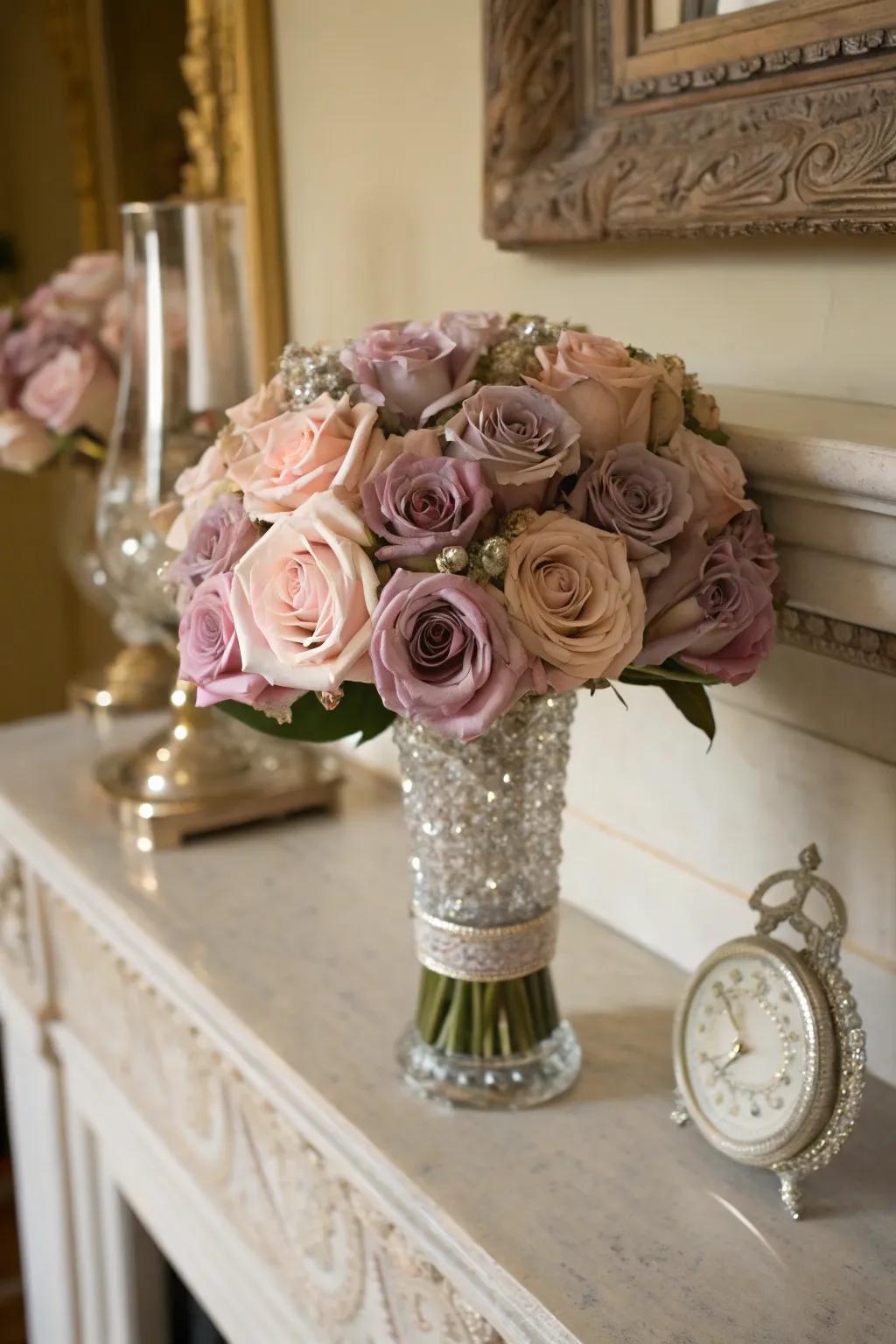 A retro-themed floral presentation filled with everlasting elegance.
