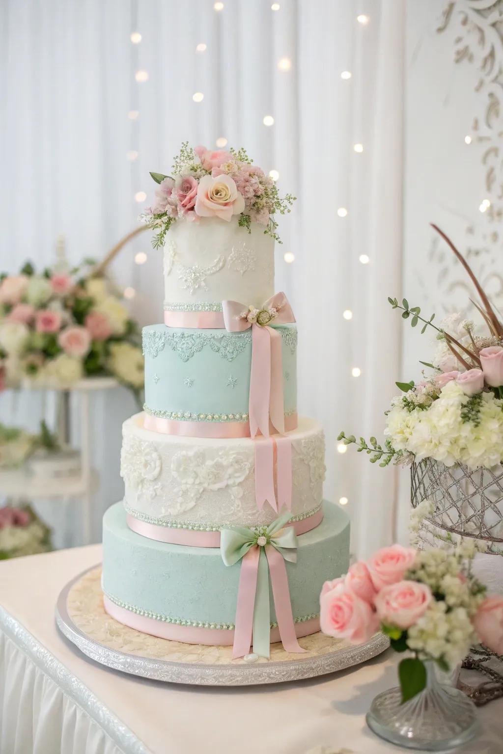 Subdued sophistication through a pastel-tinted confection.