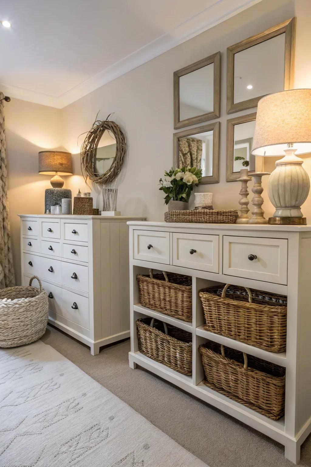 Elegant storage which blends practicality with grace.