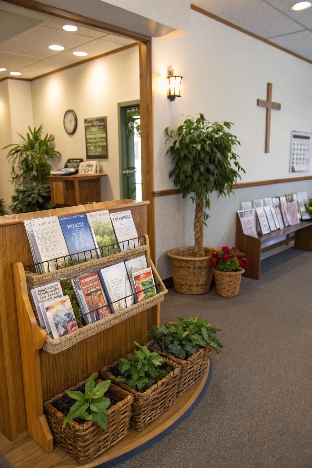 A reception spot that welcomes guests with information and warmth.