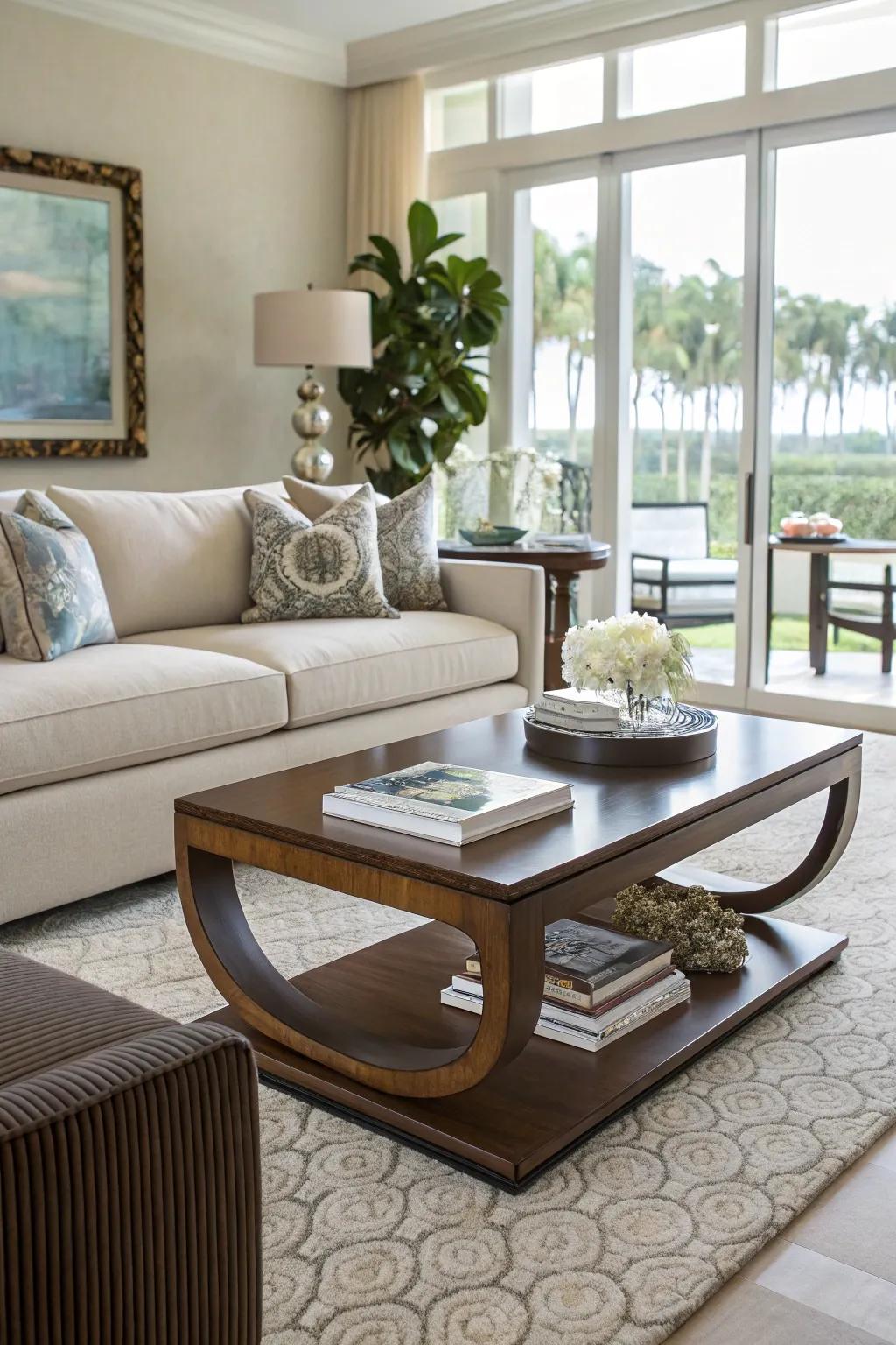 C-shaped tables deliver flexible surface space in every room.